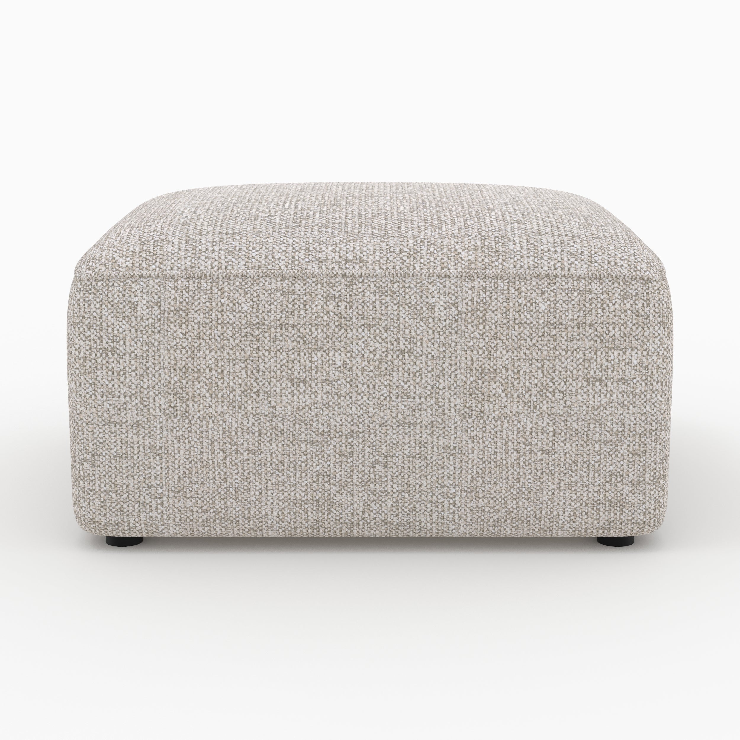 Canapé d'angle droit modulable Hestia, tissu beige 4 places, 2 poufs