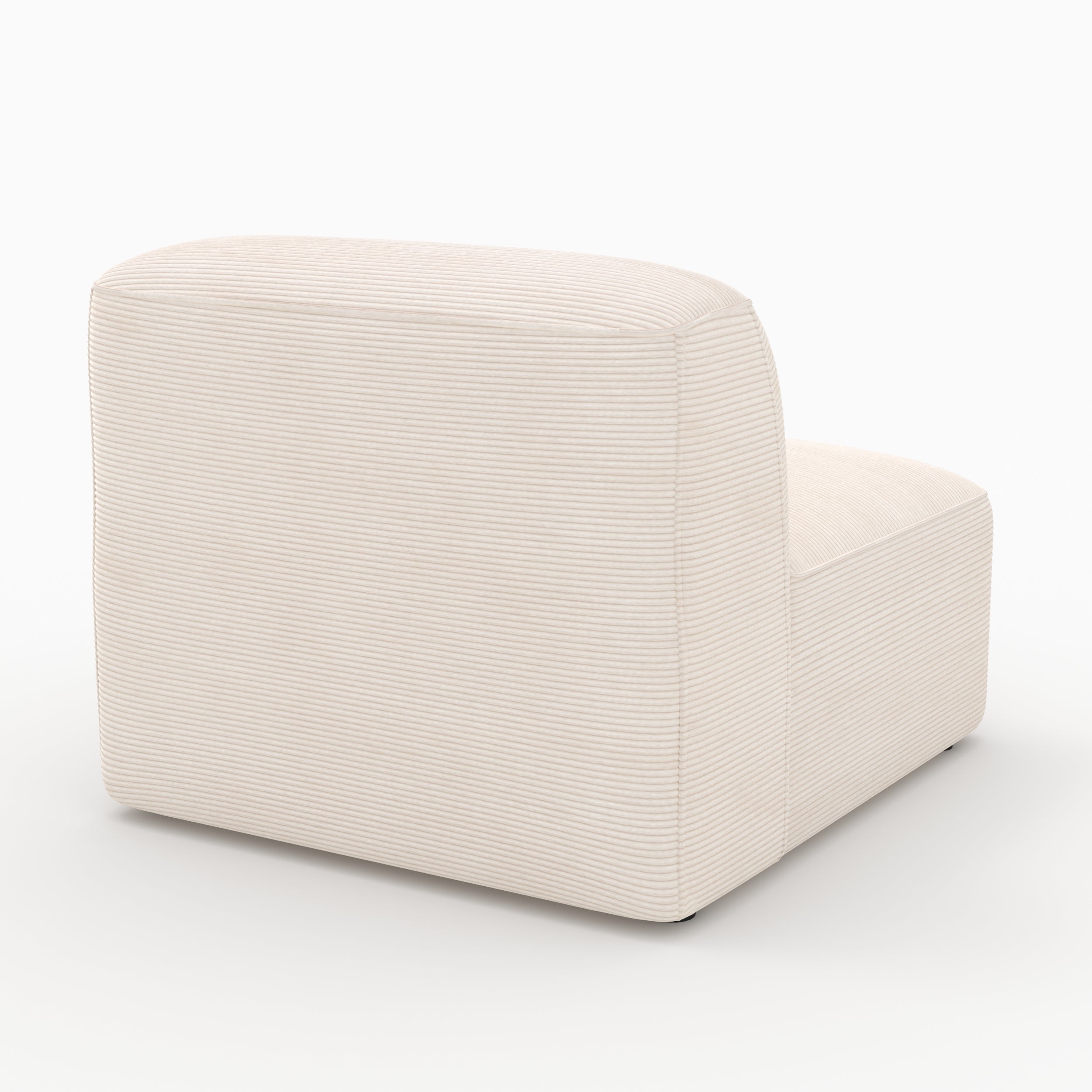 Canapé modulable Mina en velours blanc 3 places avec pouf