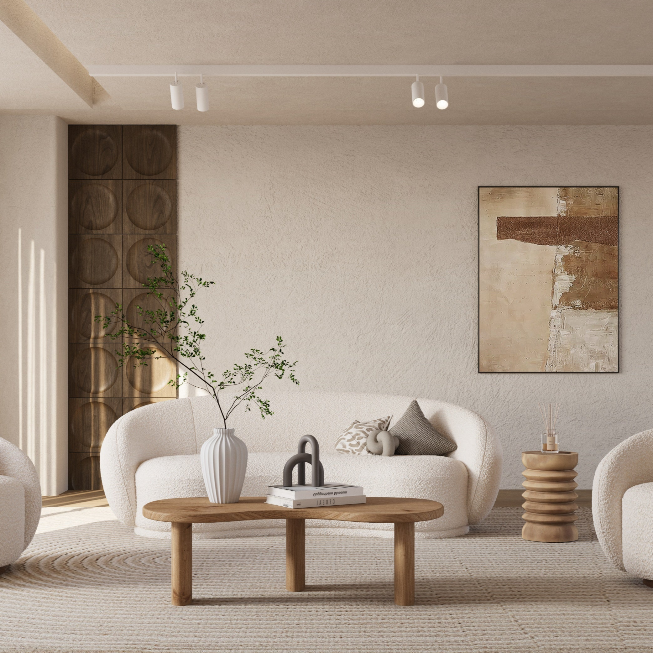 Salon de style japandi de chez Rendez-Vous Déco