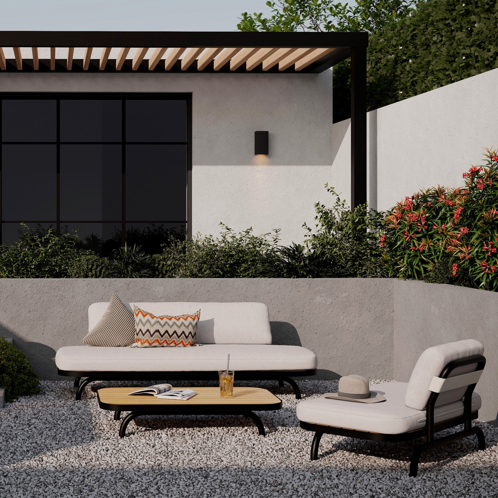 samba canape de jardin blanc casse 3 places ambiance