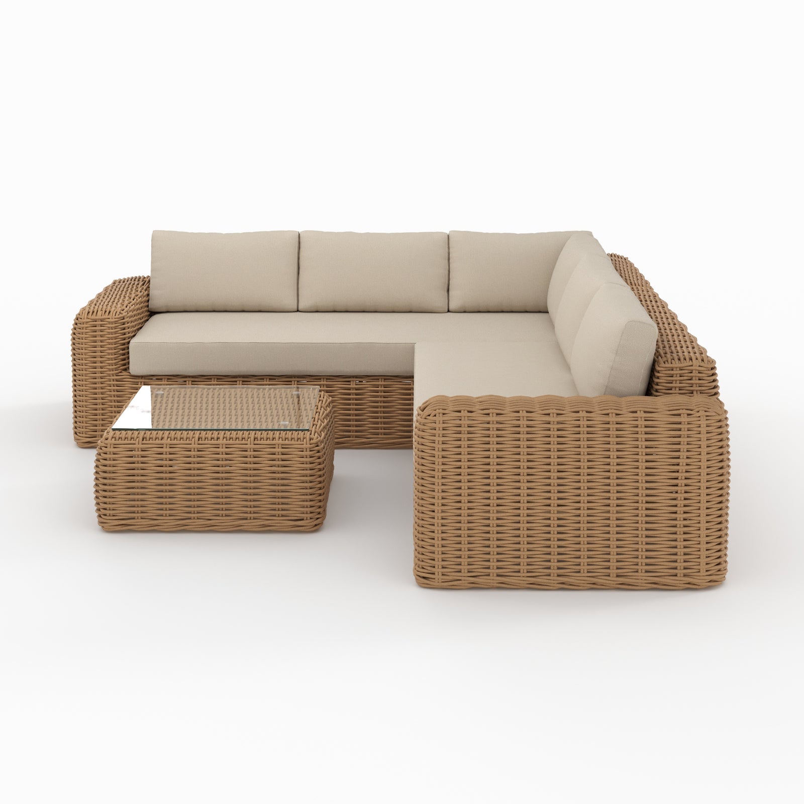 savana salon de jardin 4 personnes en resine tressee et tissu beige