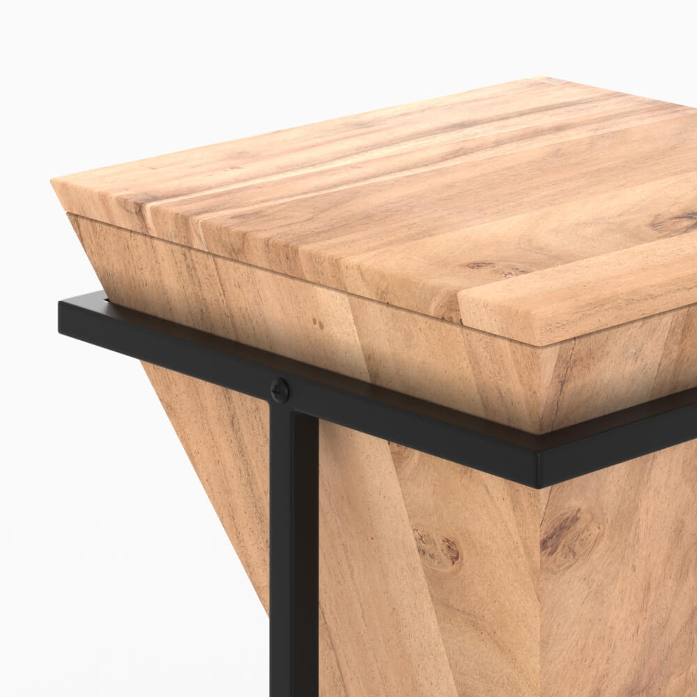 sellette carree shanghai bois metal noir