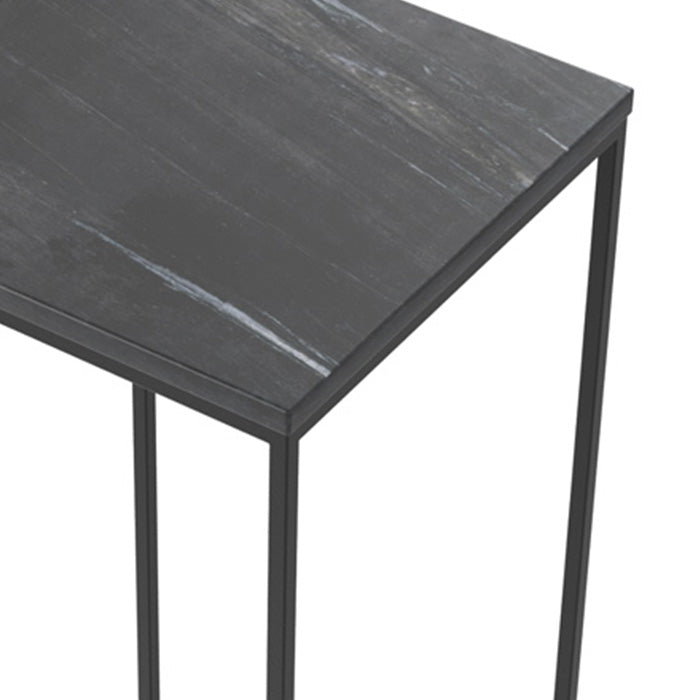 sellette en marbre noir et pieds en metal noir floki