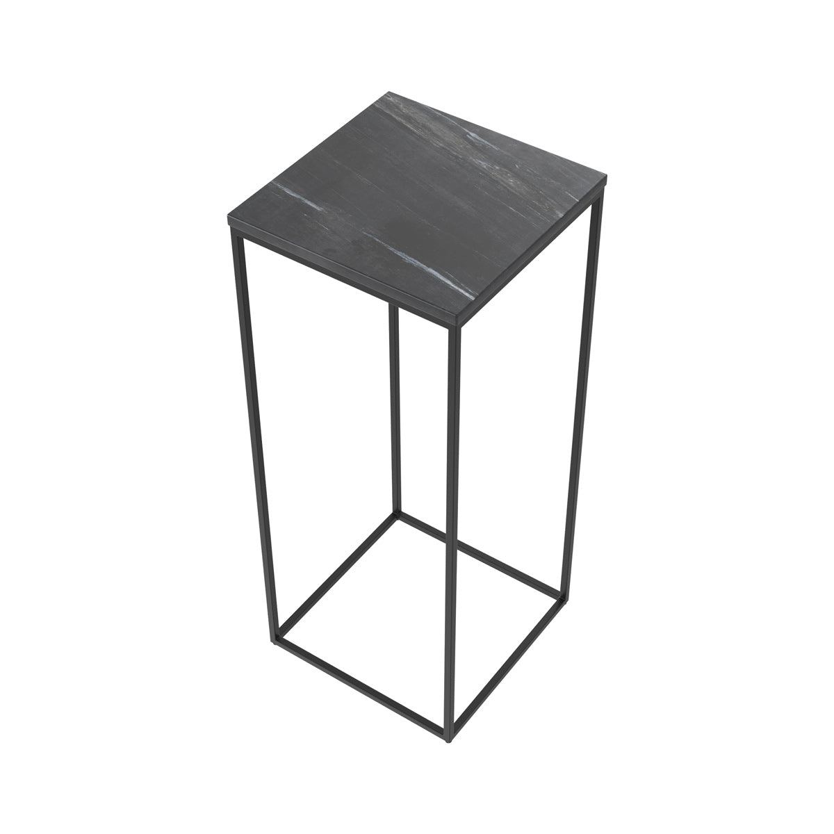 sellette floki en marbre noir et pieds en metal noir