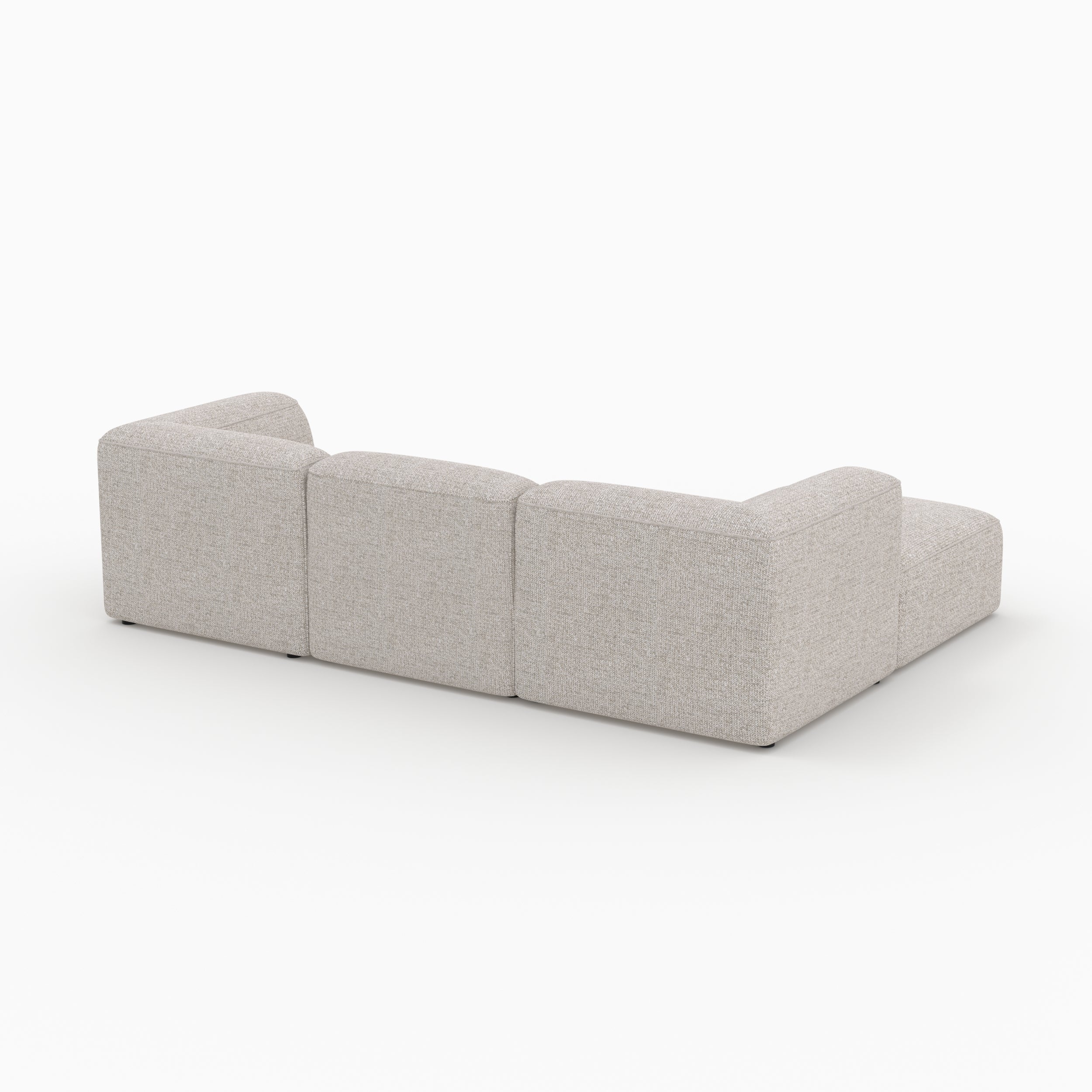 Canapé modulable Mina en tissu beige 3 places avec pouf