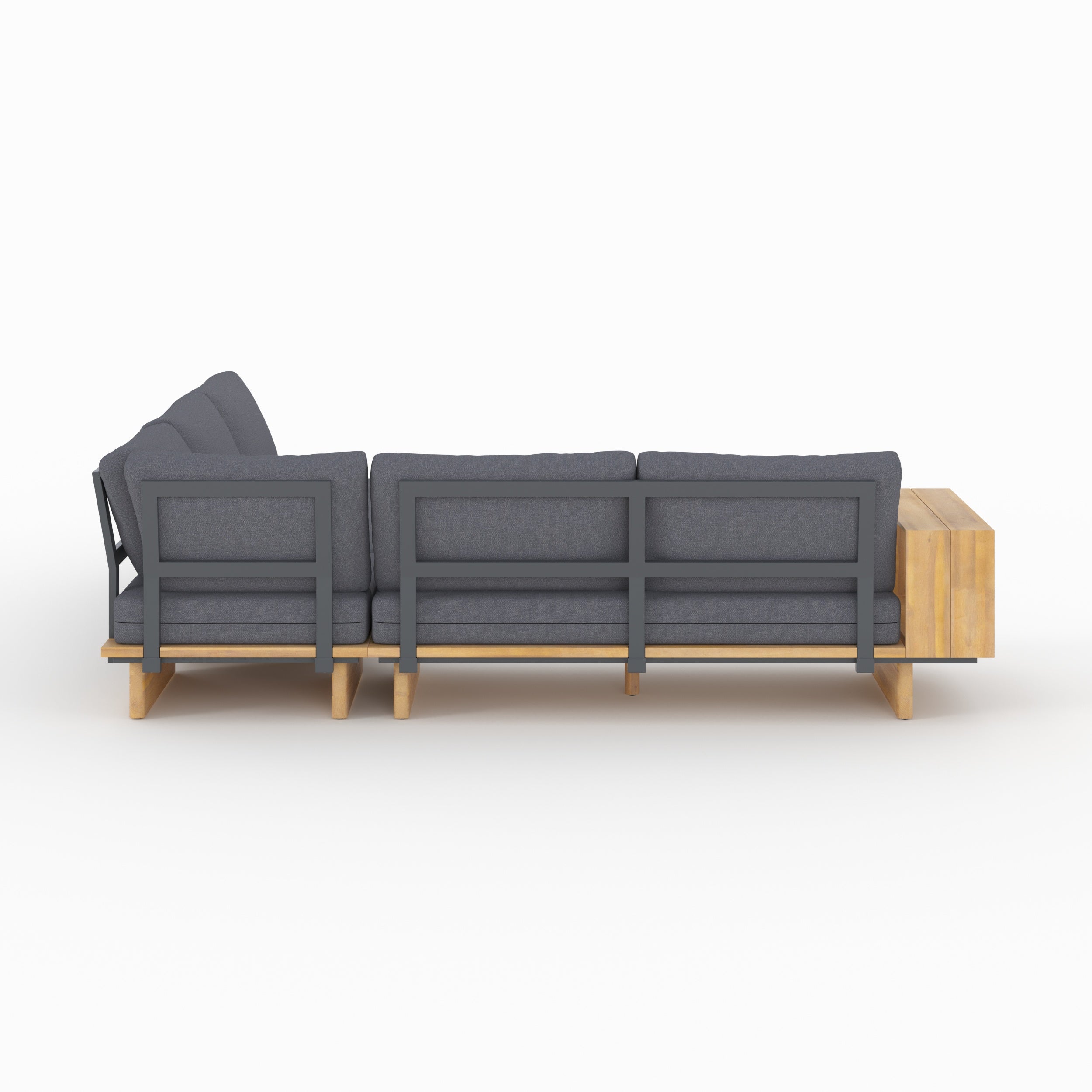 seya canape d angle de jardin bois tissu gris 4 places