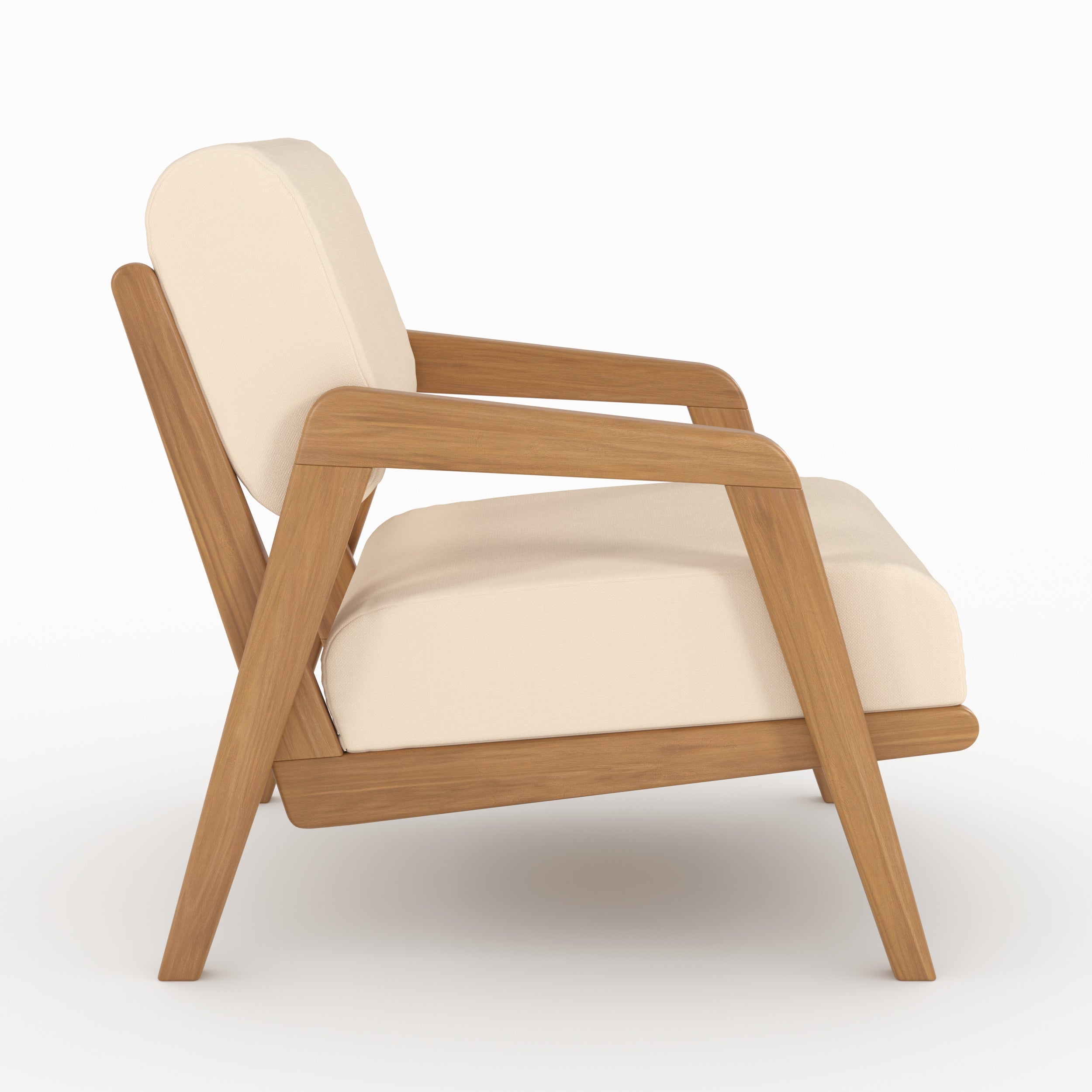 Fauteuil de jardin Siargao en bois d'acacia et tissu beige clair