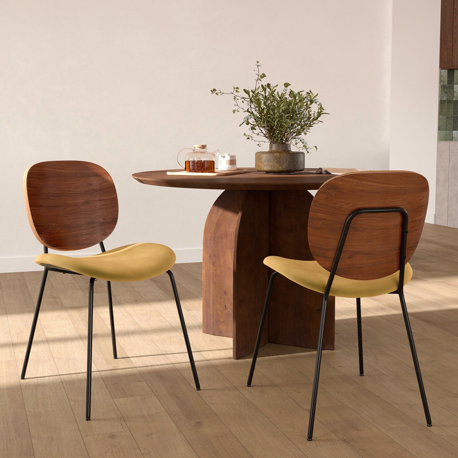 simone en velours jaune marron lot de 2