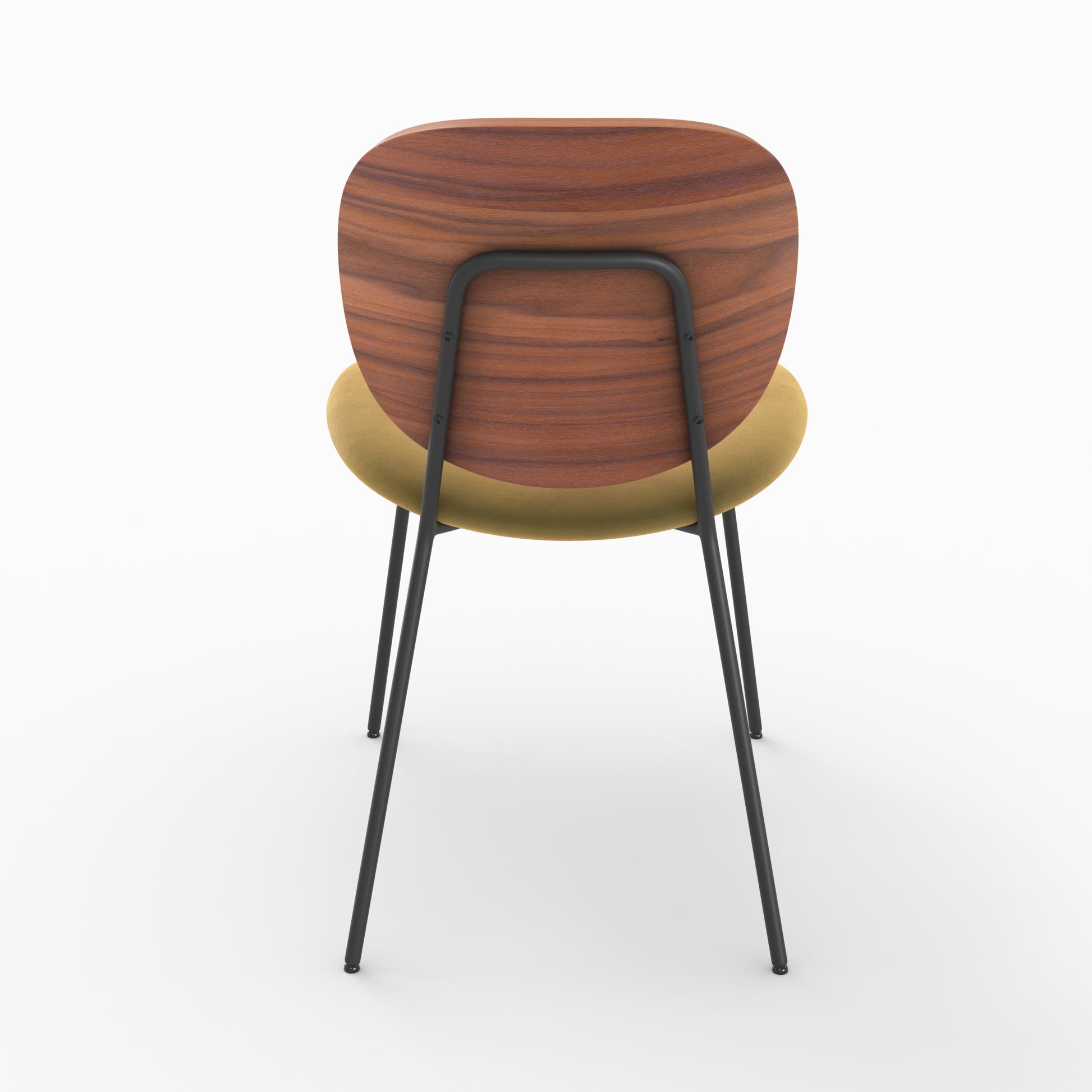 simone lot 2 chaises velours moutarde et bois
