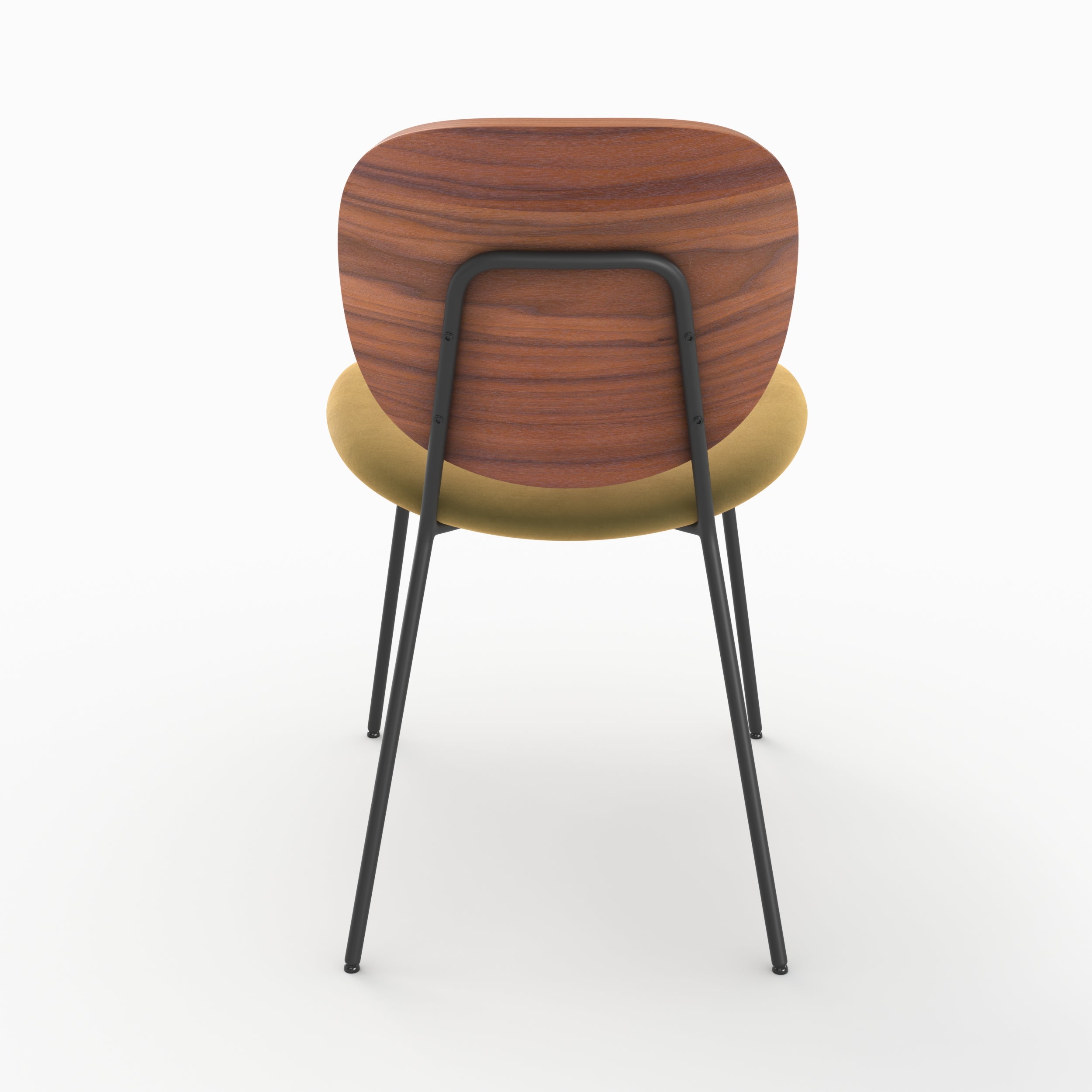 simone lot 2 chaises velours moutarde et bois