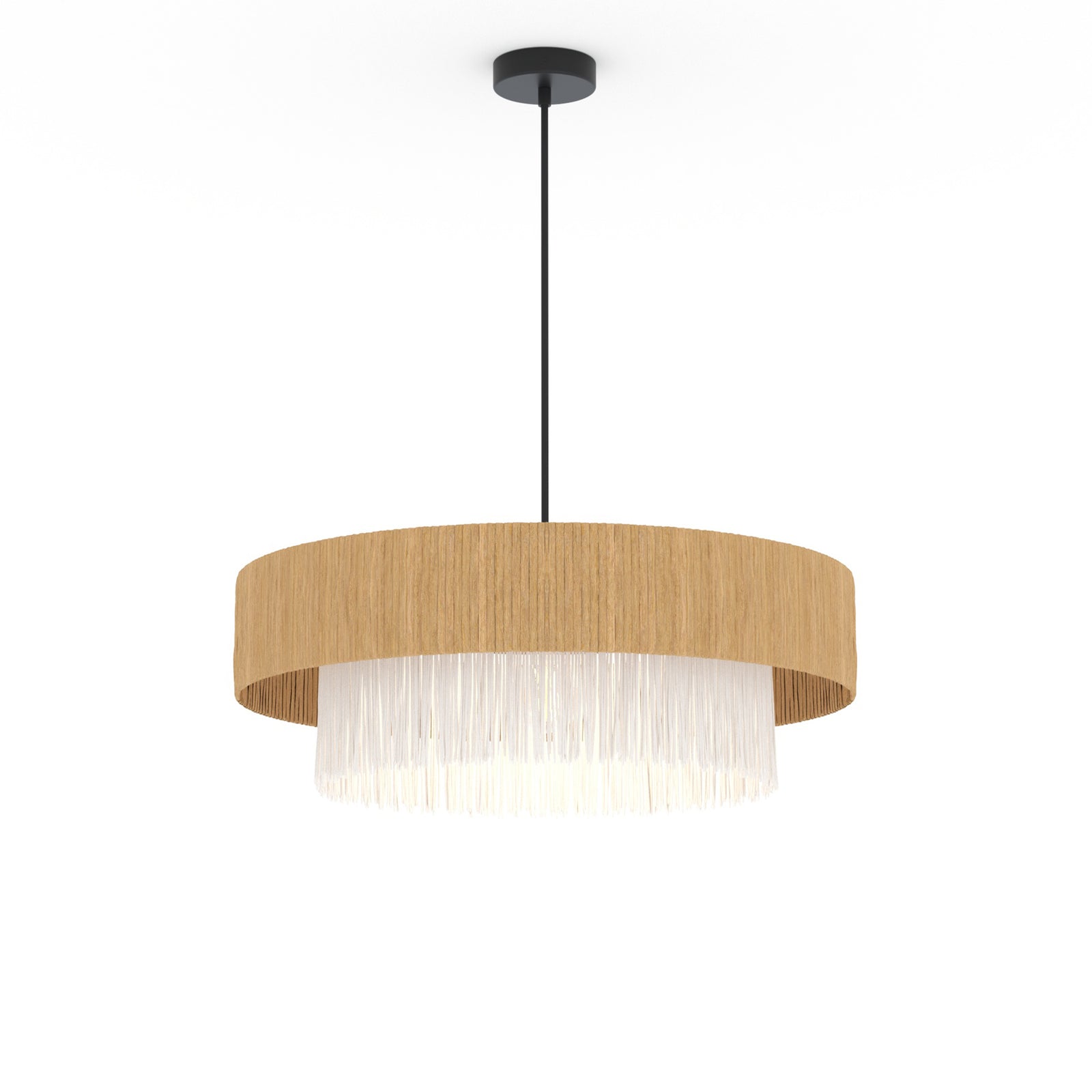 solara suspension raphia blanc et beige 75 cm