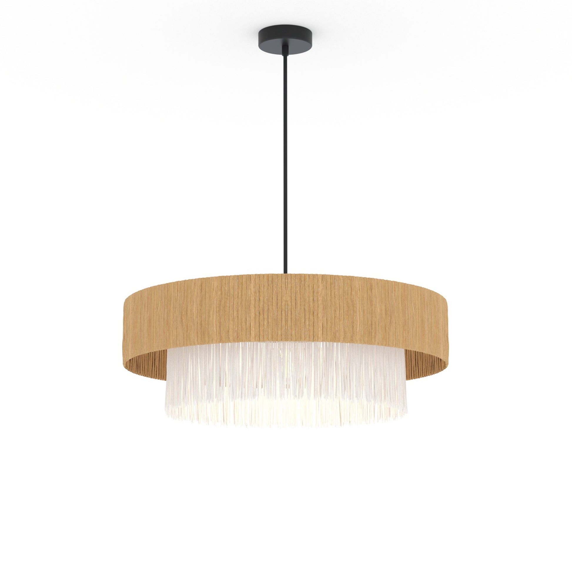 solara suspension raphia blanc et beige 75 cm