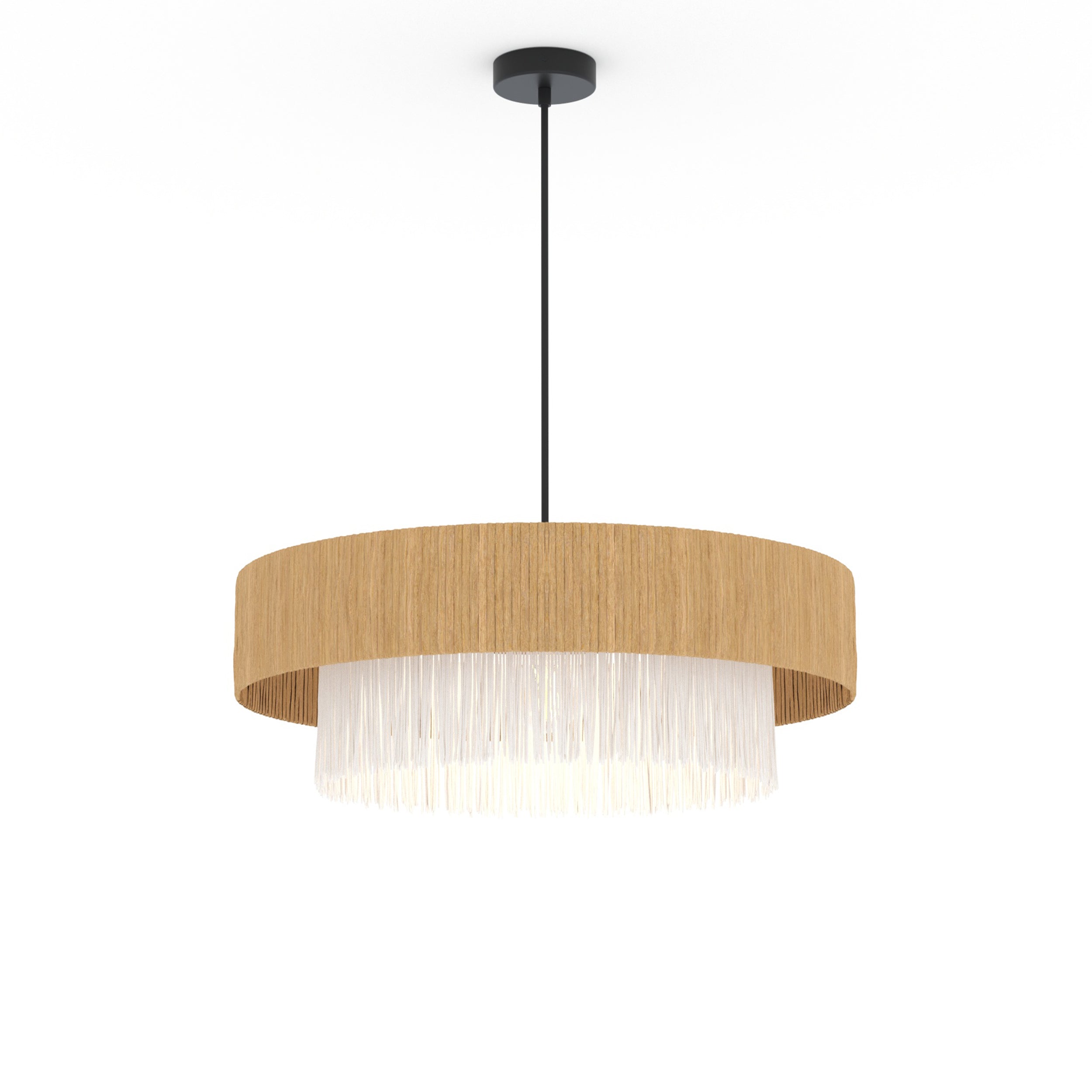 solara suspension raphia blanc et beige 75 cm