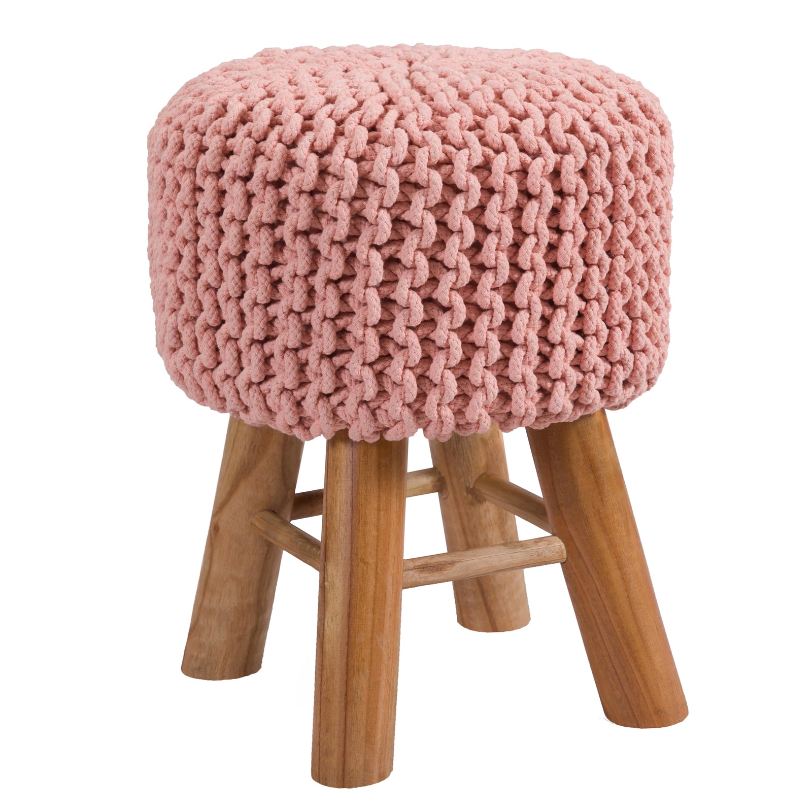 achat tabouret scandinave rose poudré tricot
