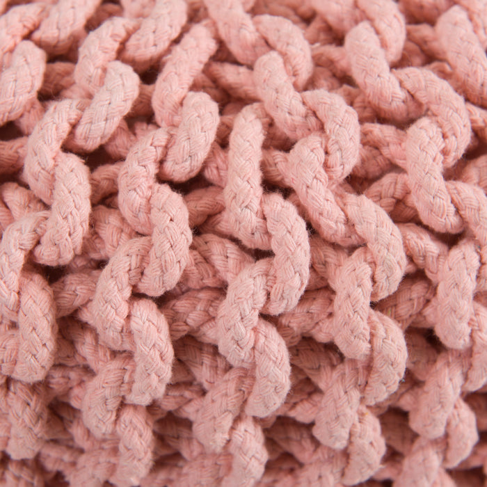 achat tabouret en tricot rose poudré pieds bois