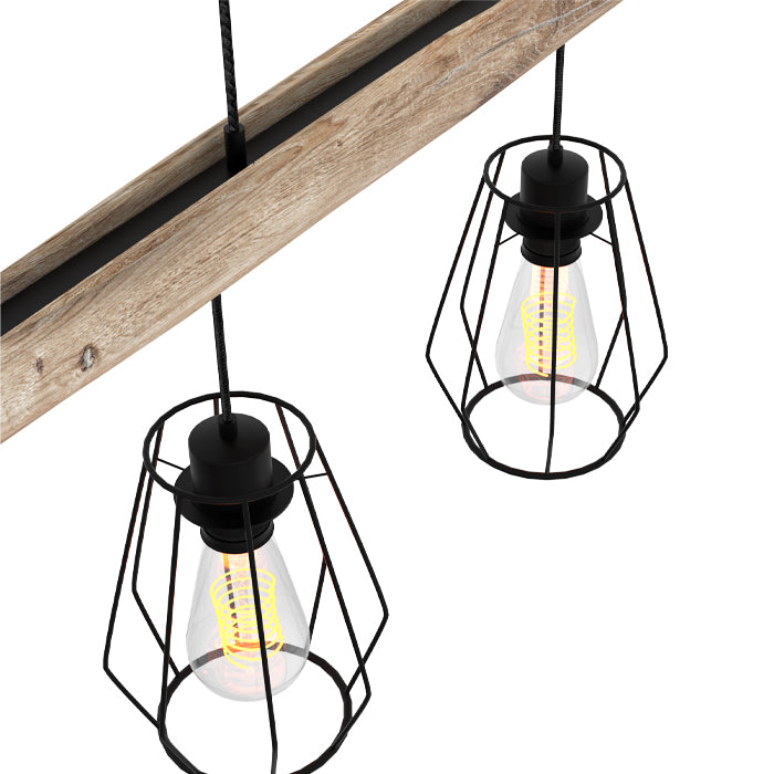 suspension 4 lampes metal noir clotilde
