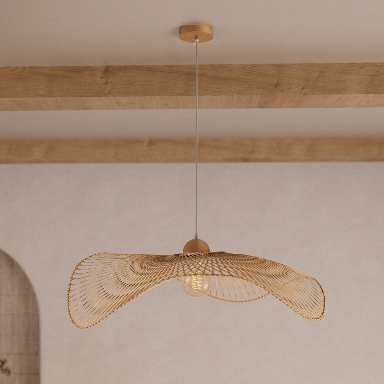 suspension en bambou fil blanc jipi d 75 cm
