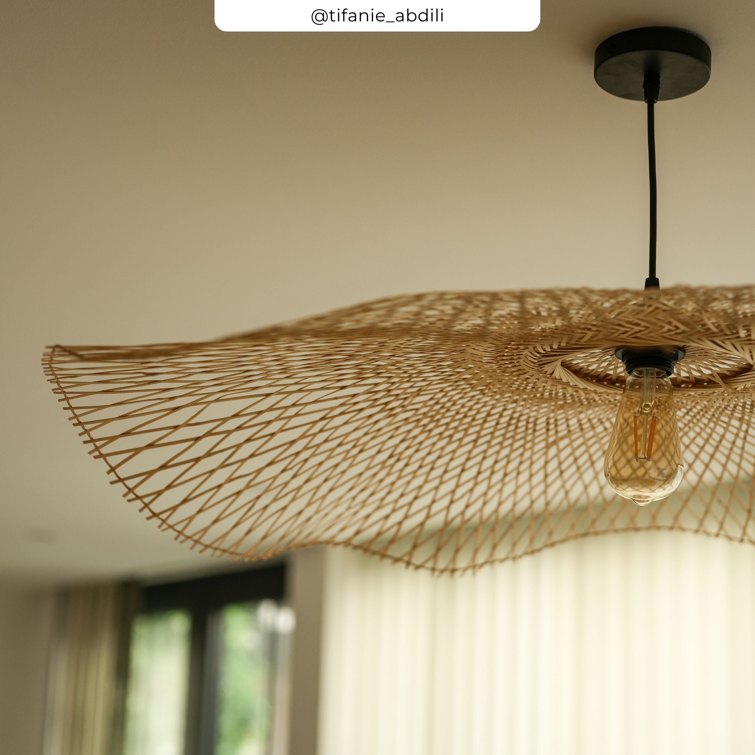 suspension en bambou jipi fil noir 100 cm