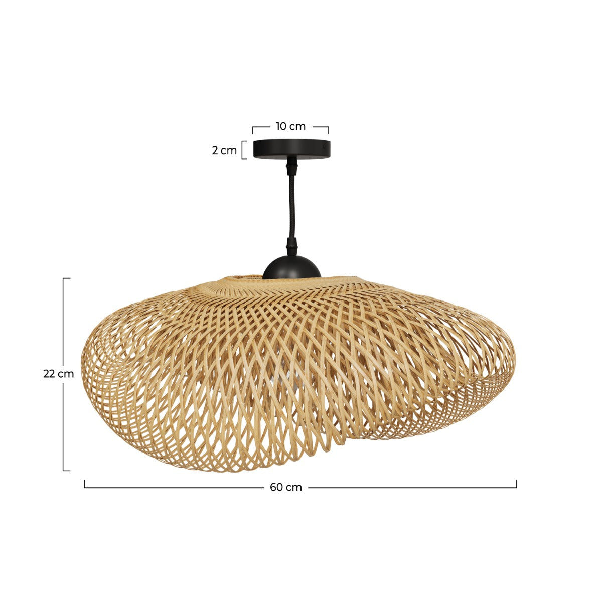 suspension en bambou naturel et metal d60 cm anya