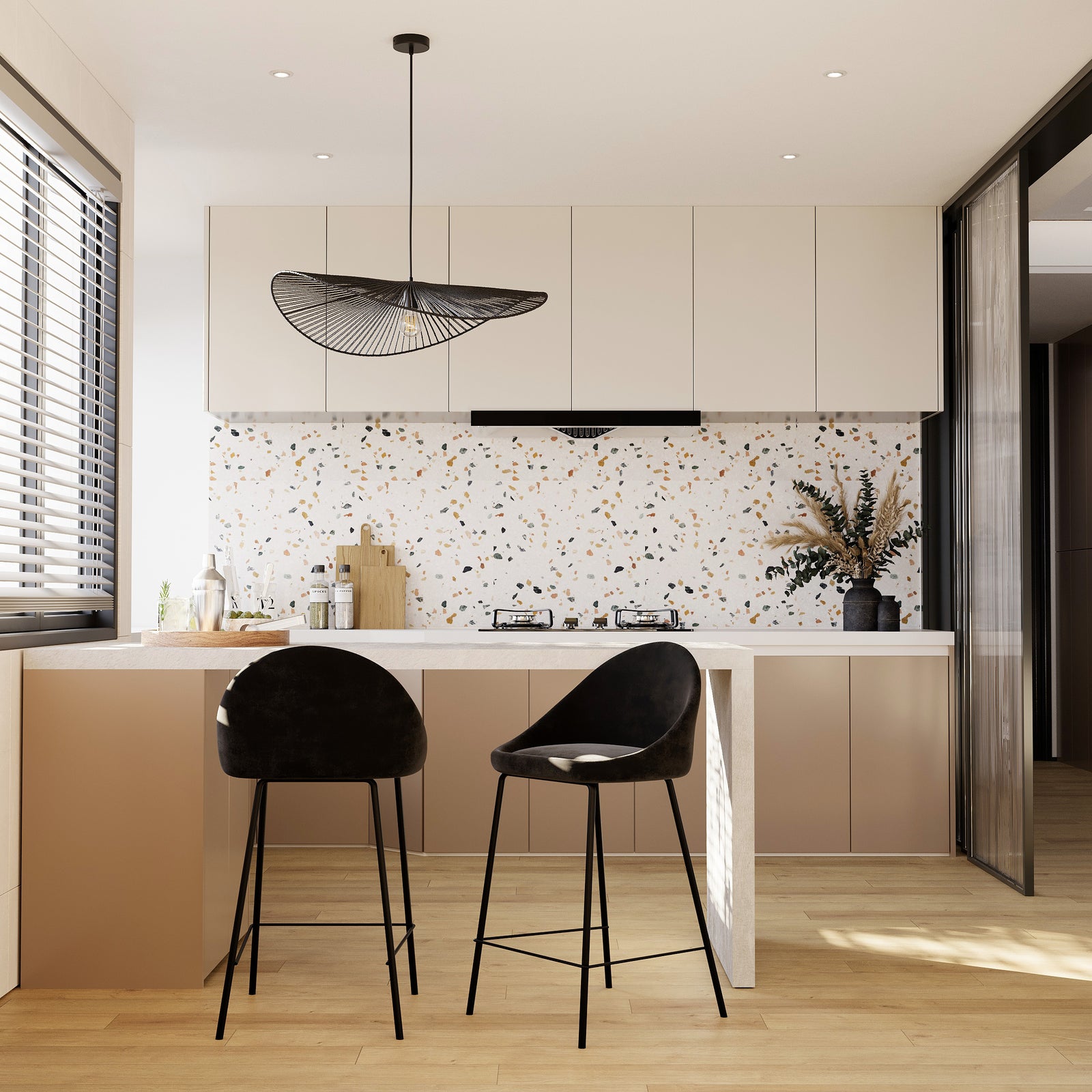 suspension en papier de corde noire 75 cm mada