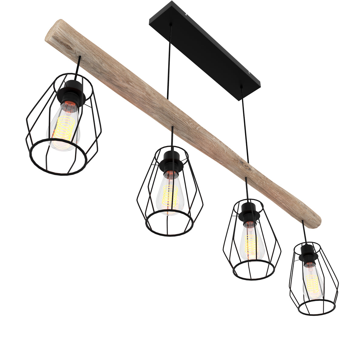 suspension industrielle en bois clair et metal clotilde