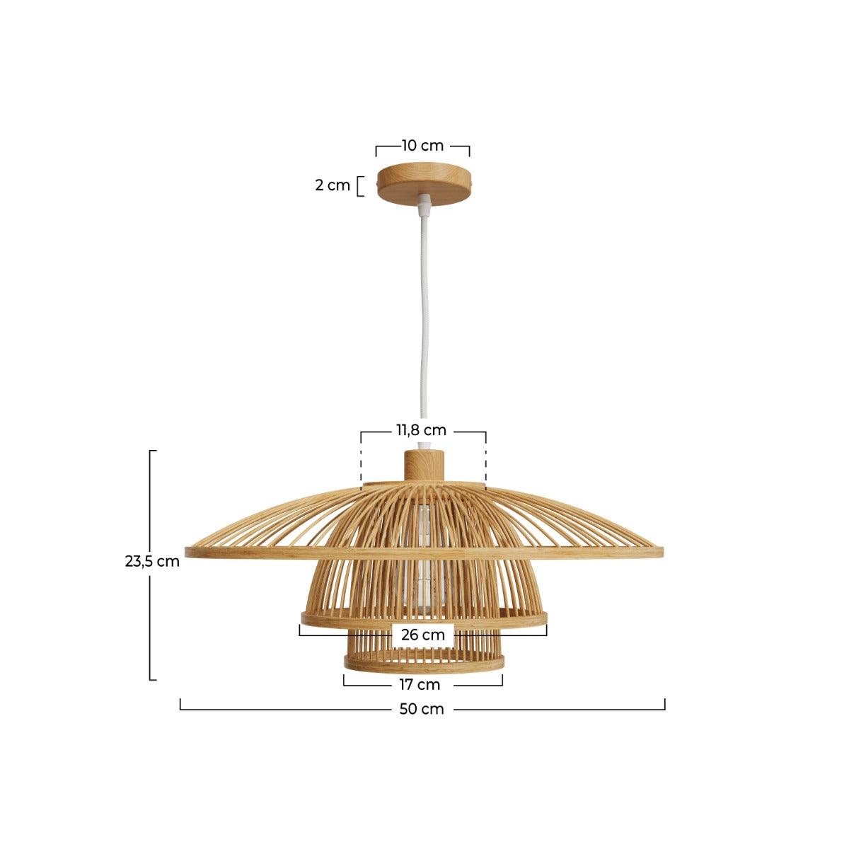 suspension mirabel en bambou naturel et metal d50 cm