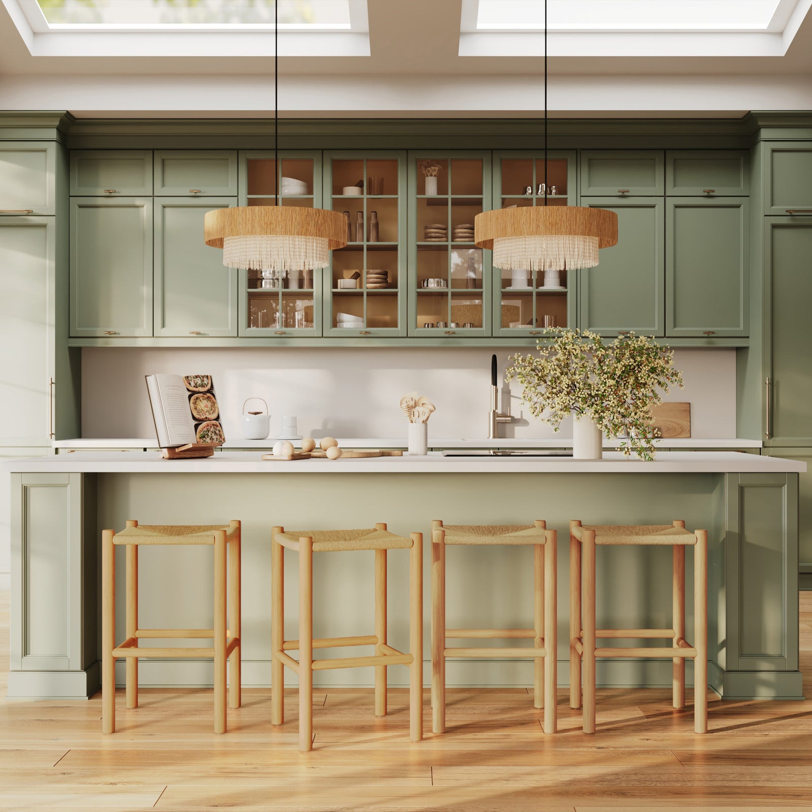 suspension solara naturelle blanche et marron 75 cm