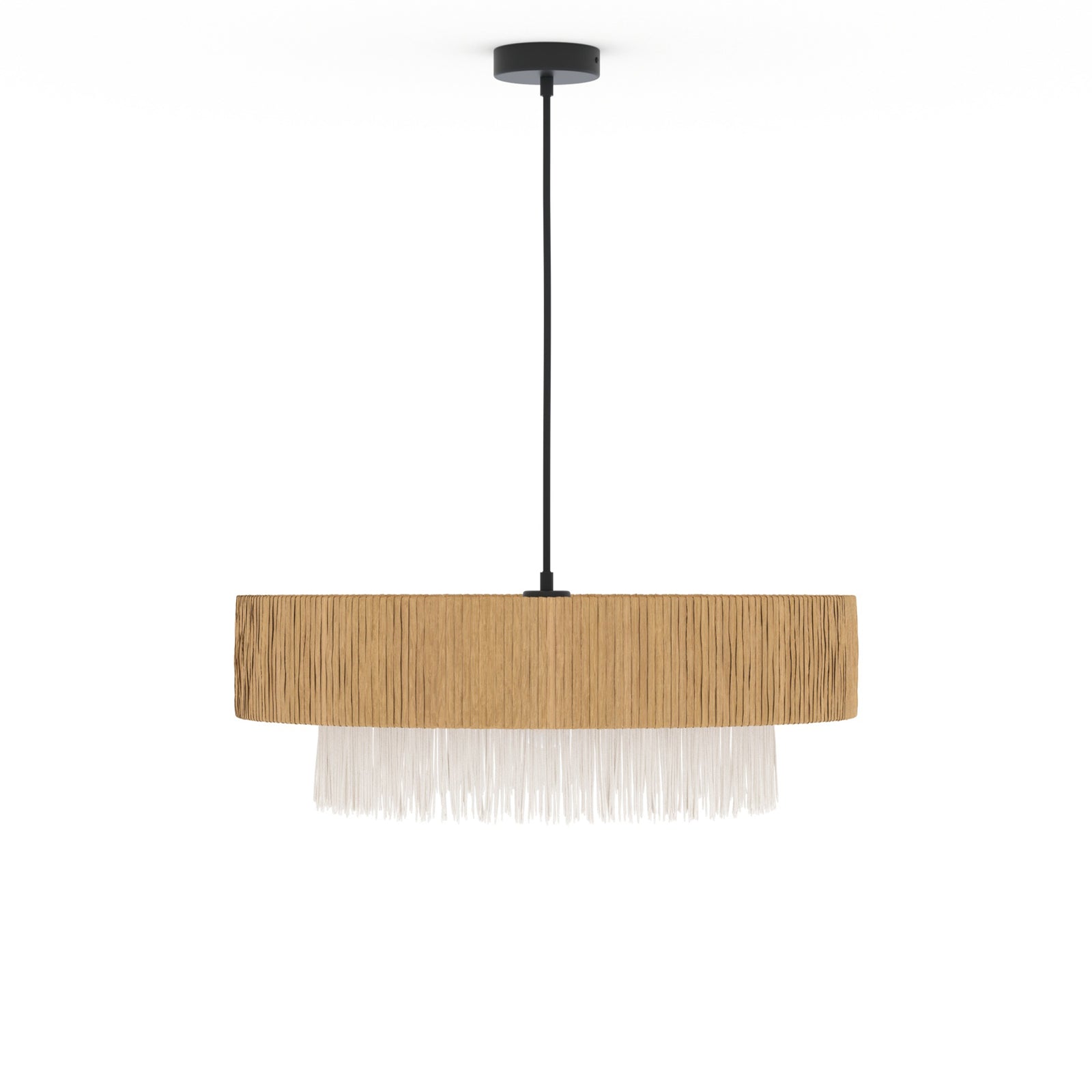 suspension solara raphia blanc et beige 75 cm