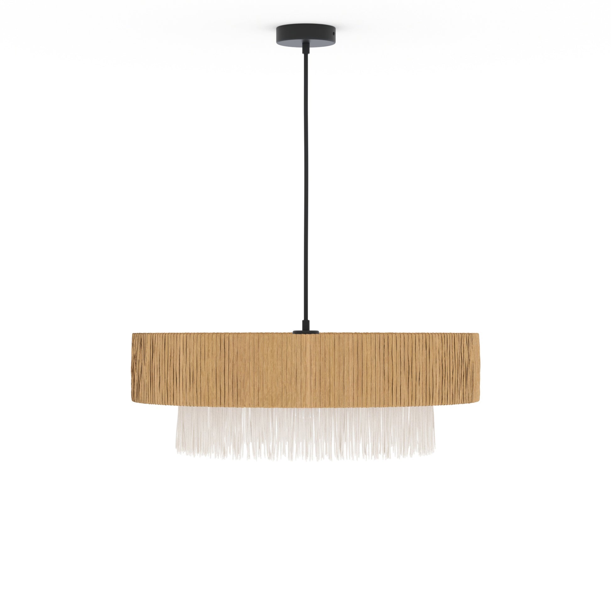 suspension solara raphia blanc et beige 75 cm