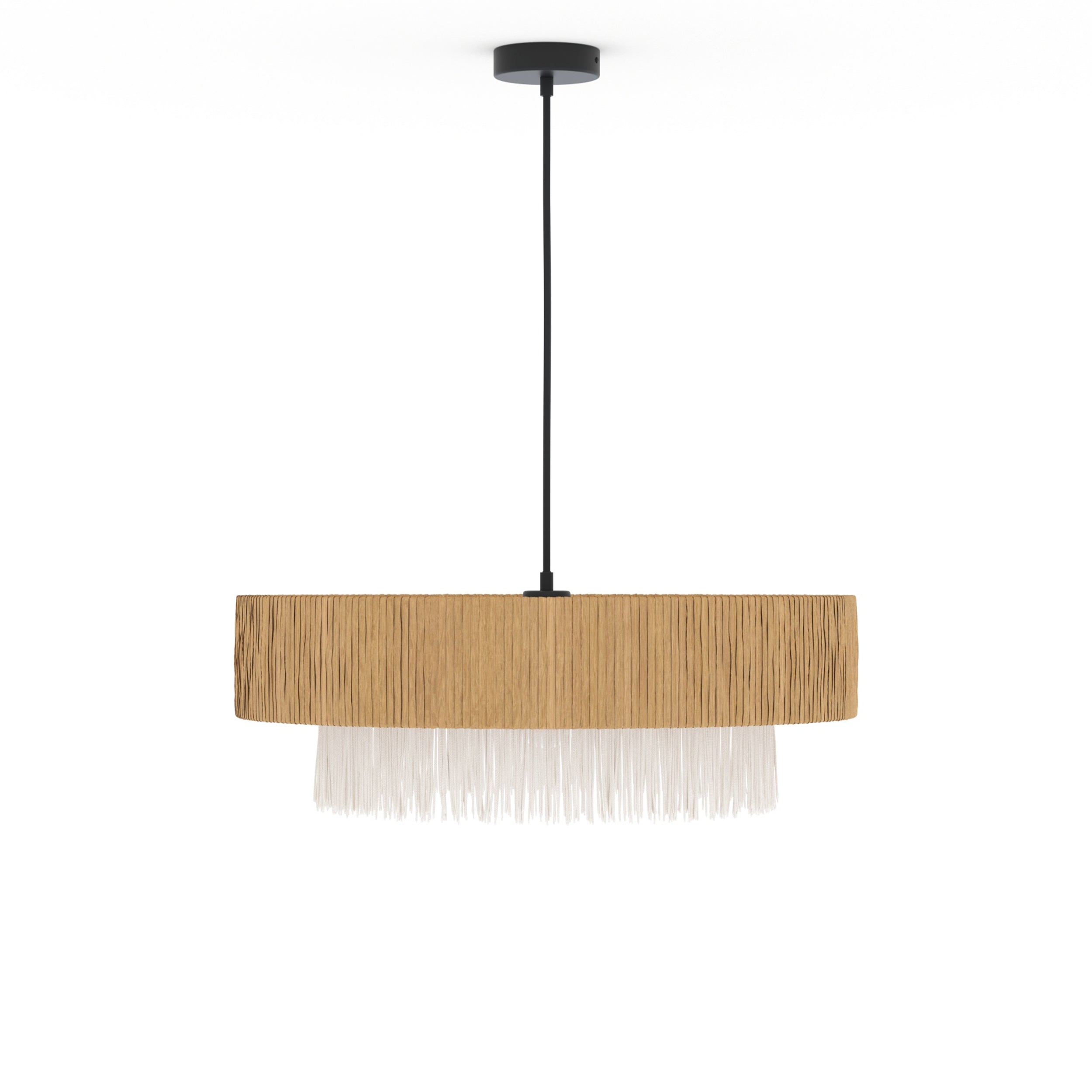 suspension solara raphia blanc et beige 75 cm