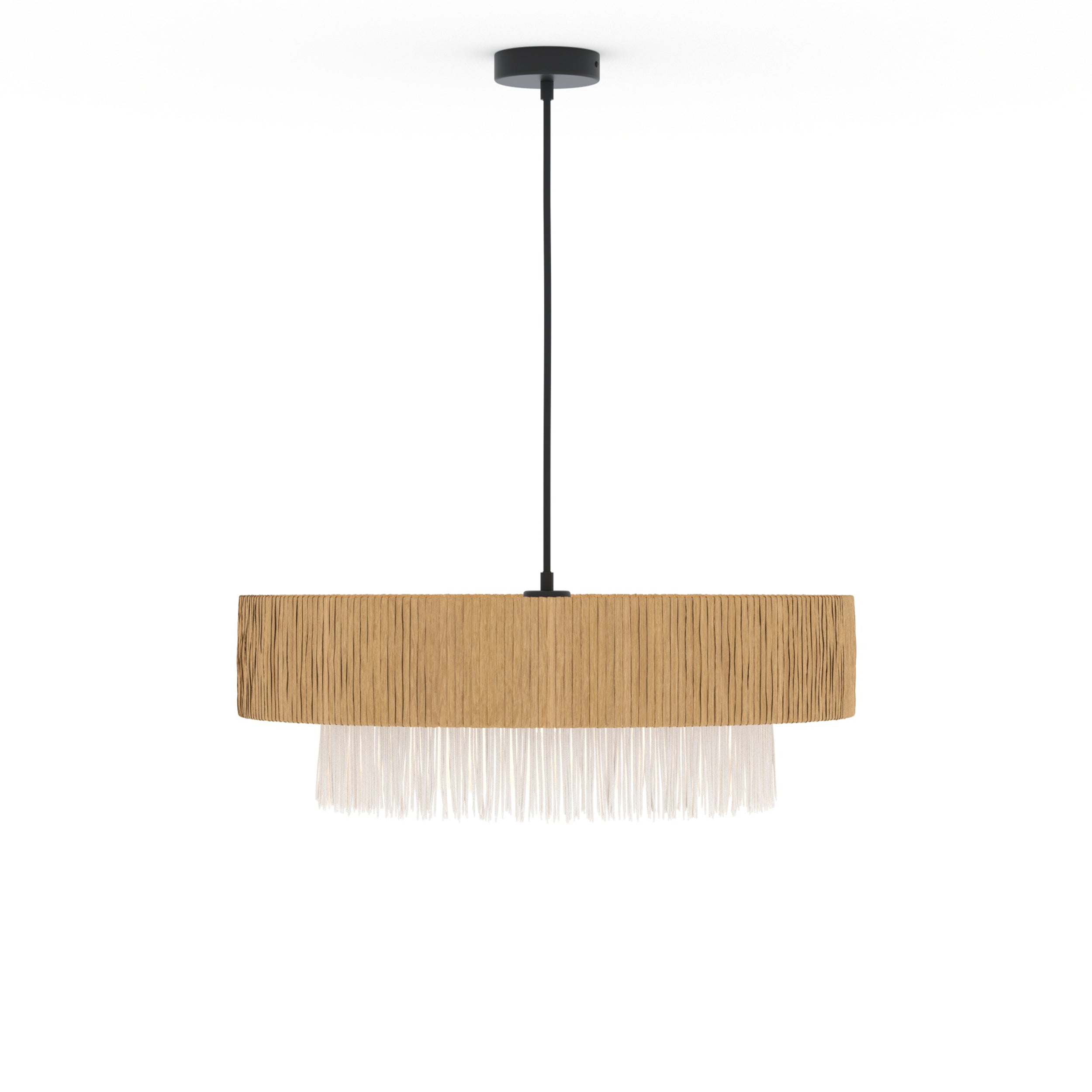 suspension superposition solara en raphia blanc et beige 75 cm