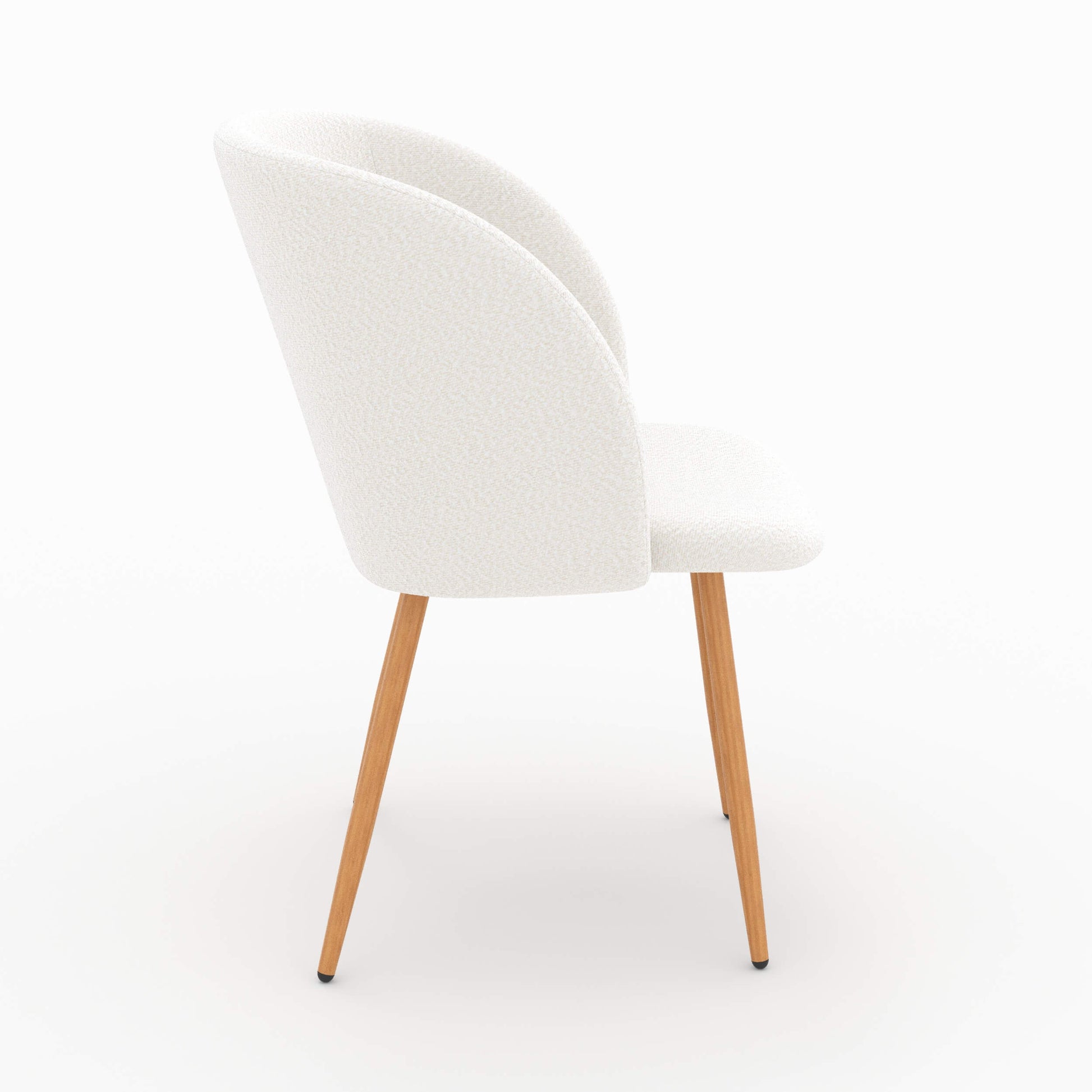swan chaise en tissu boucle blanc beige pieds bois lot de 2