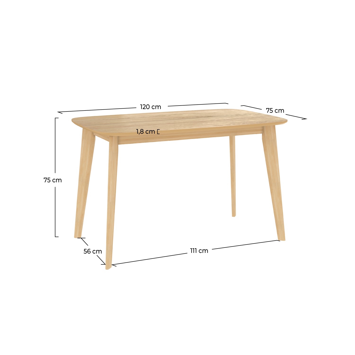 table 120 cm bois clair rectangualaire oman