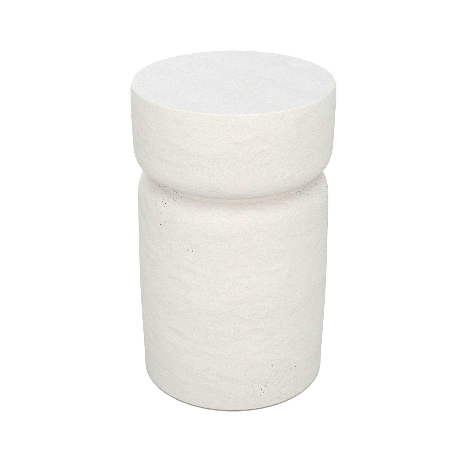 table appoint ronde tahiti en beton blanc fond blanc