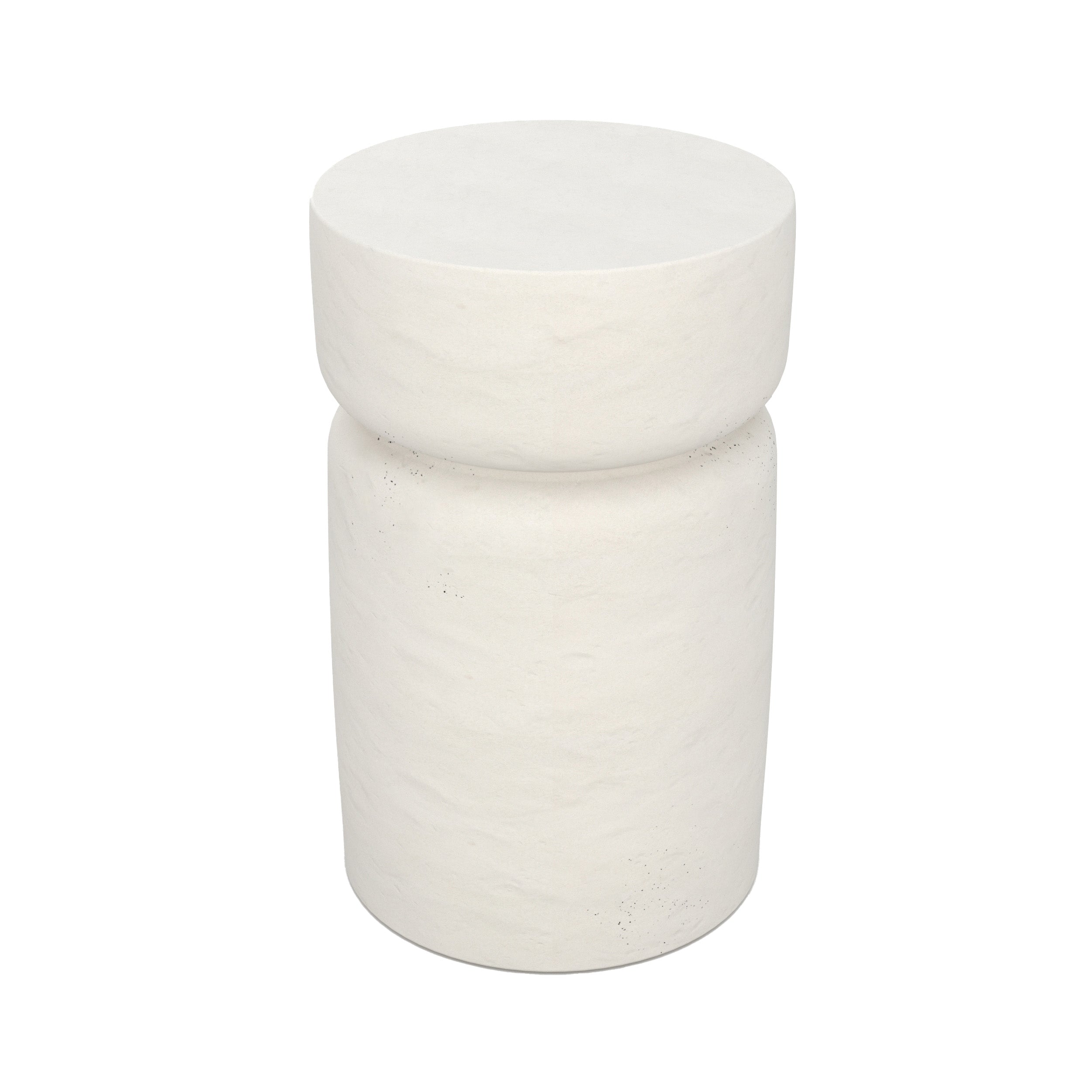 table appoint ronde tahiti en beton blanc fond blanc