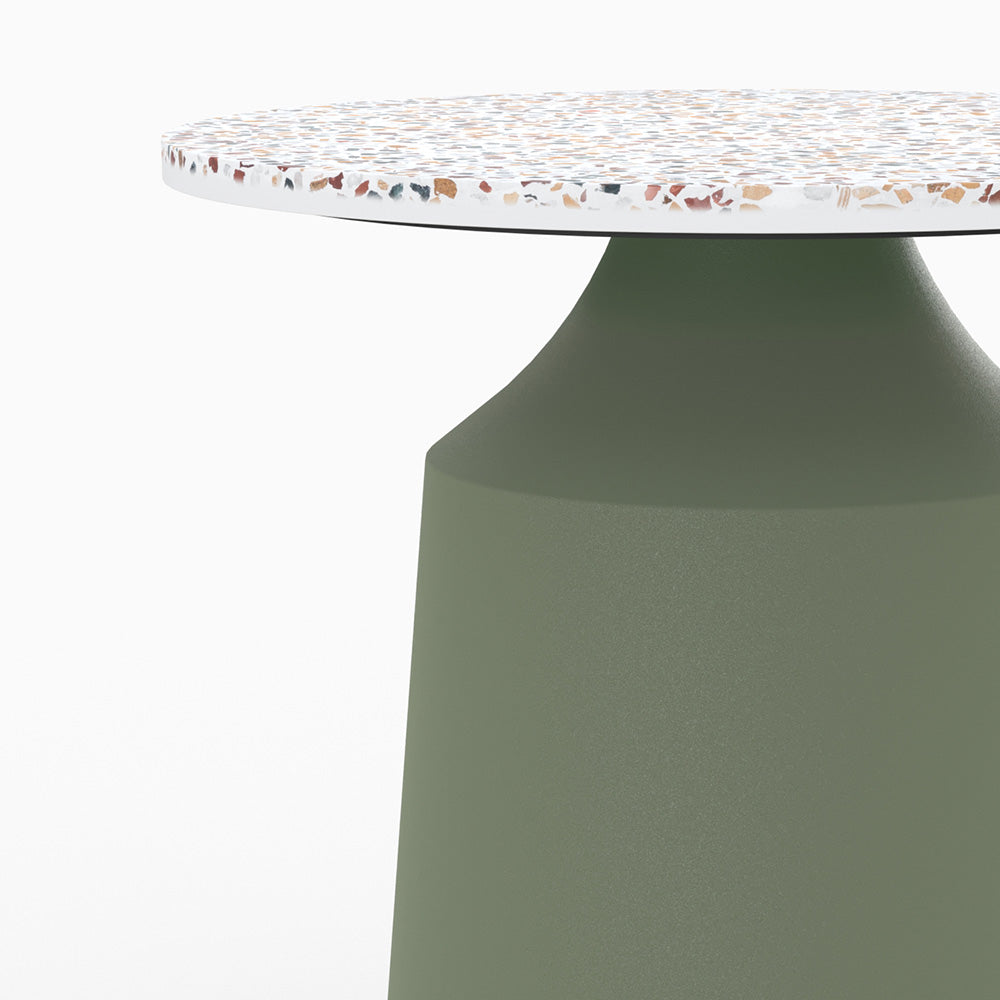 table appoint terazzo multicolor daphne et metal vert kaki