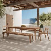 Mesa, bancos y sillas de jardín Nonza de madera de teca reciclada 10 personas