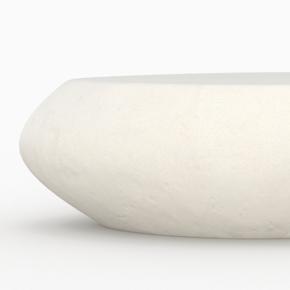table basse 105cm ovale maui beton blanc