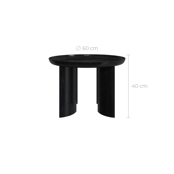 table basse 60 cm ronde en bois noir blake