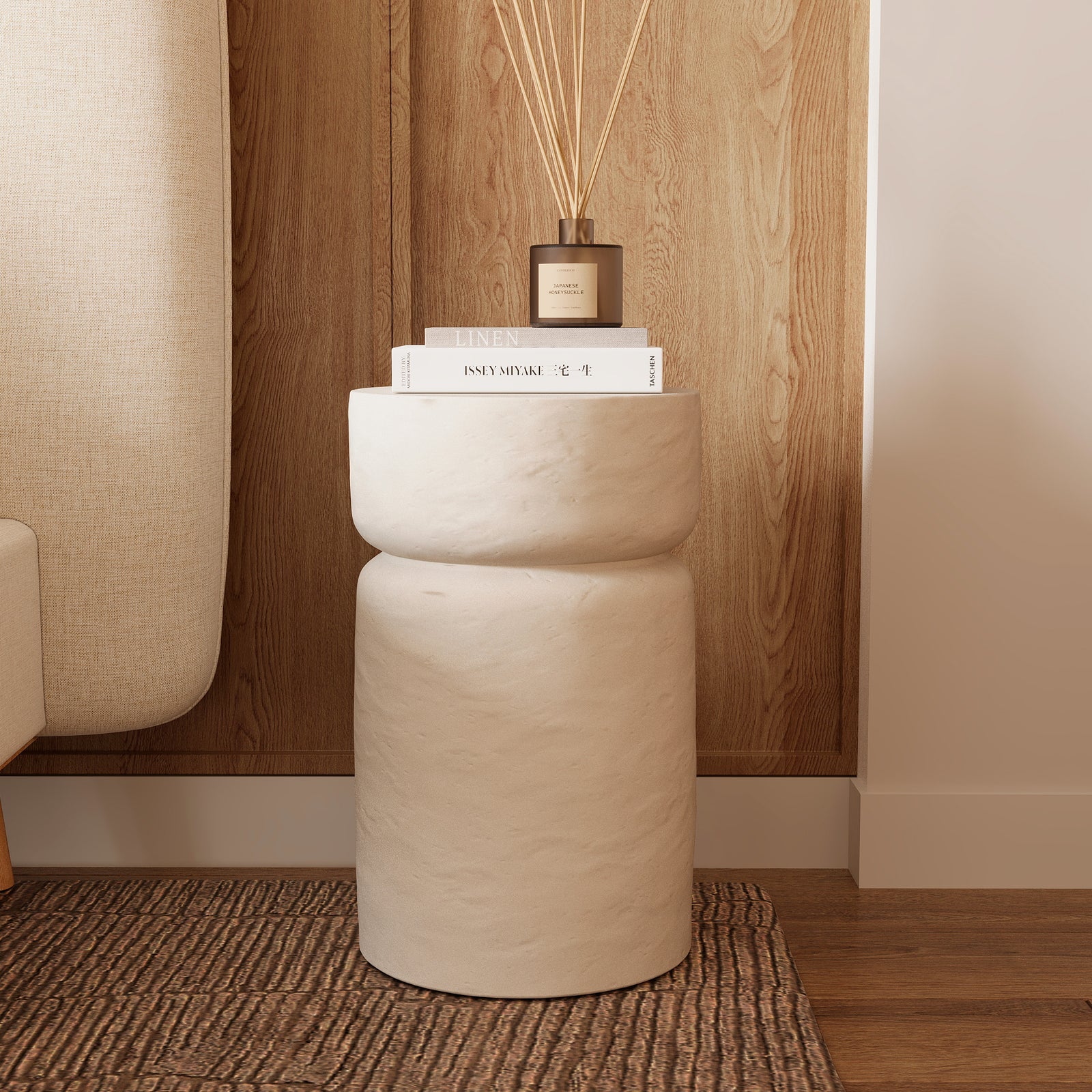 table basse appoint chevet blanche beton tahiti