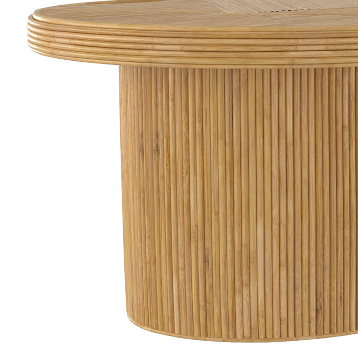 table basse arrondie helene en rotin naturel