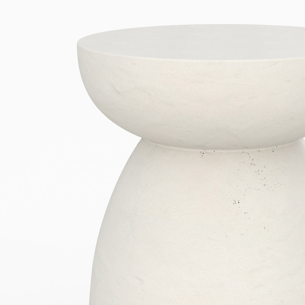 table basse blanche beton appoint ronde capri rdv deco