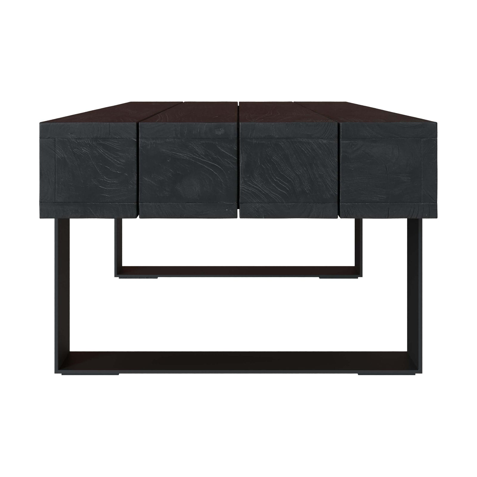 table basse bois de teck recycle et pieds metal lya