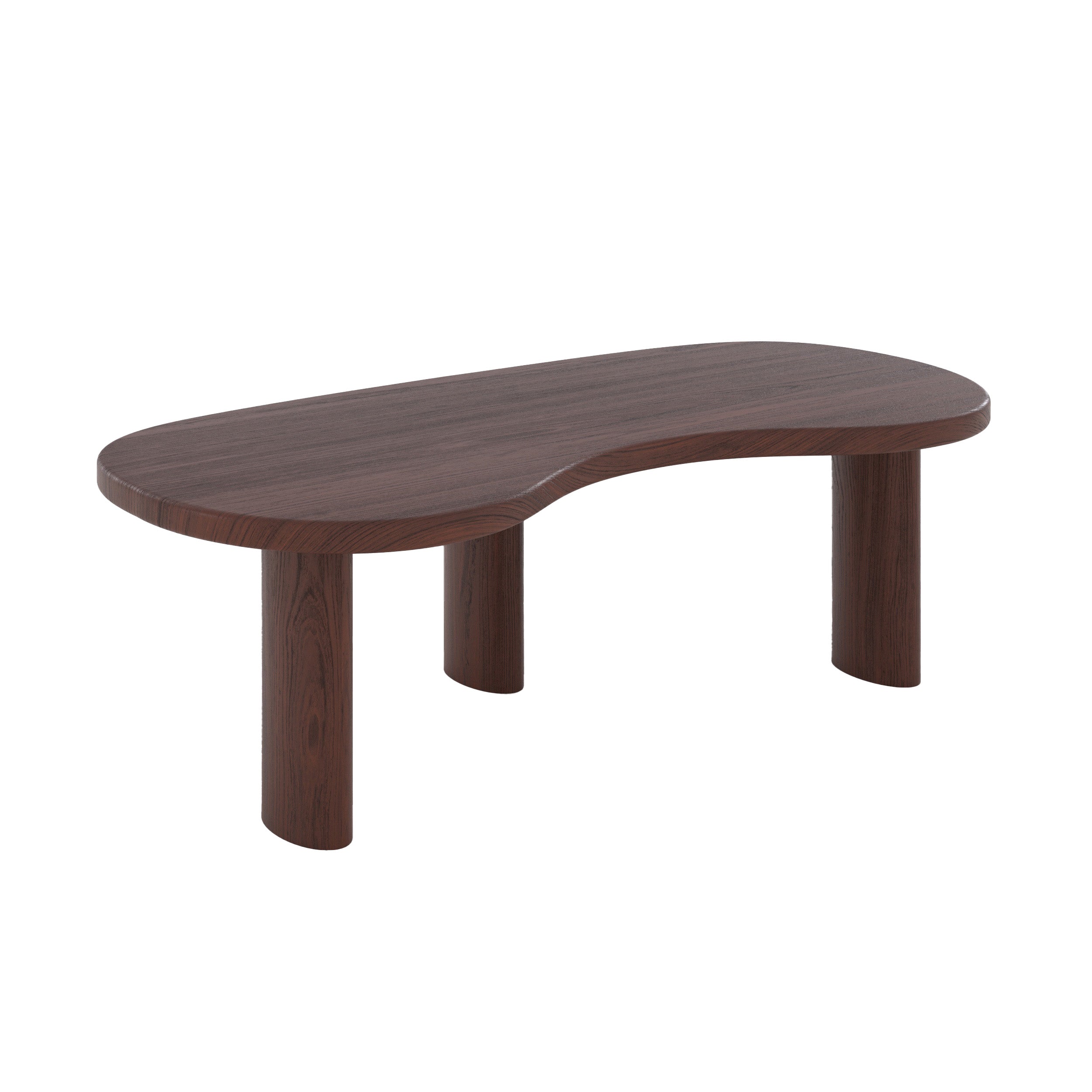 table basse brandan bois fonce forme organique fond blanc