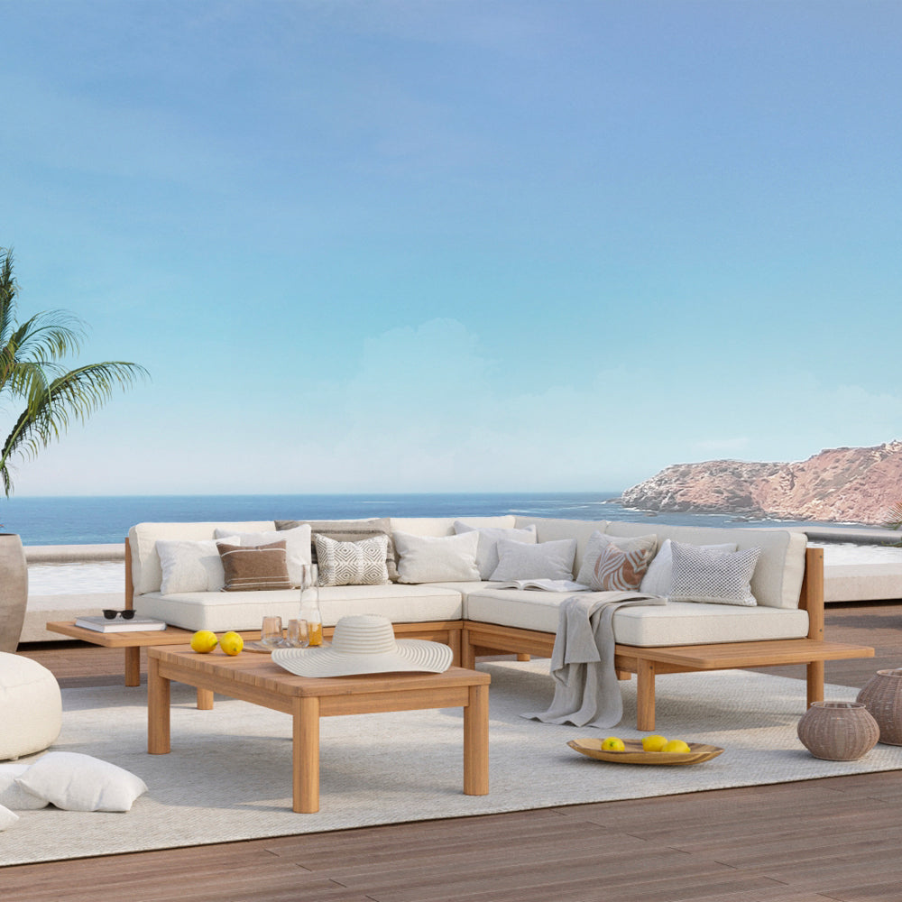 table basse de jardin en bois de teck rectangulaire