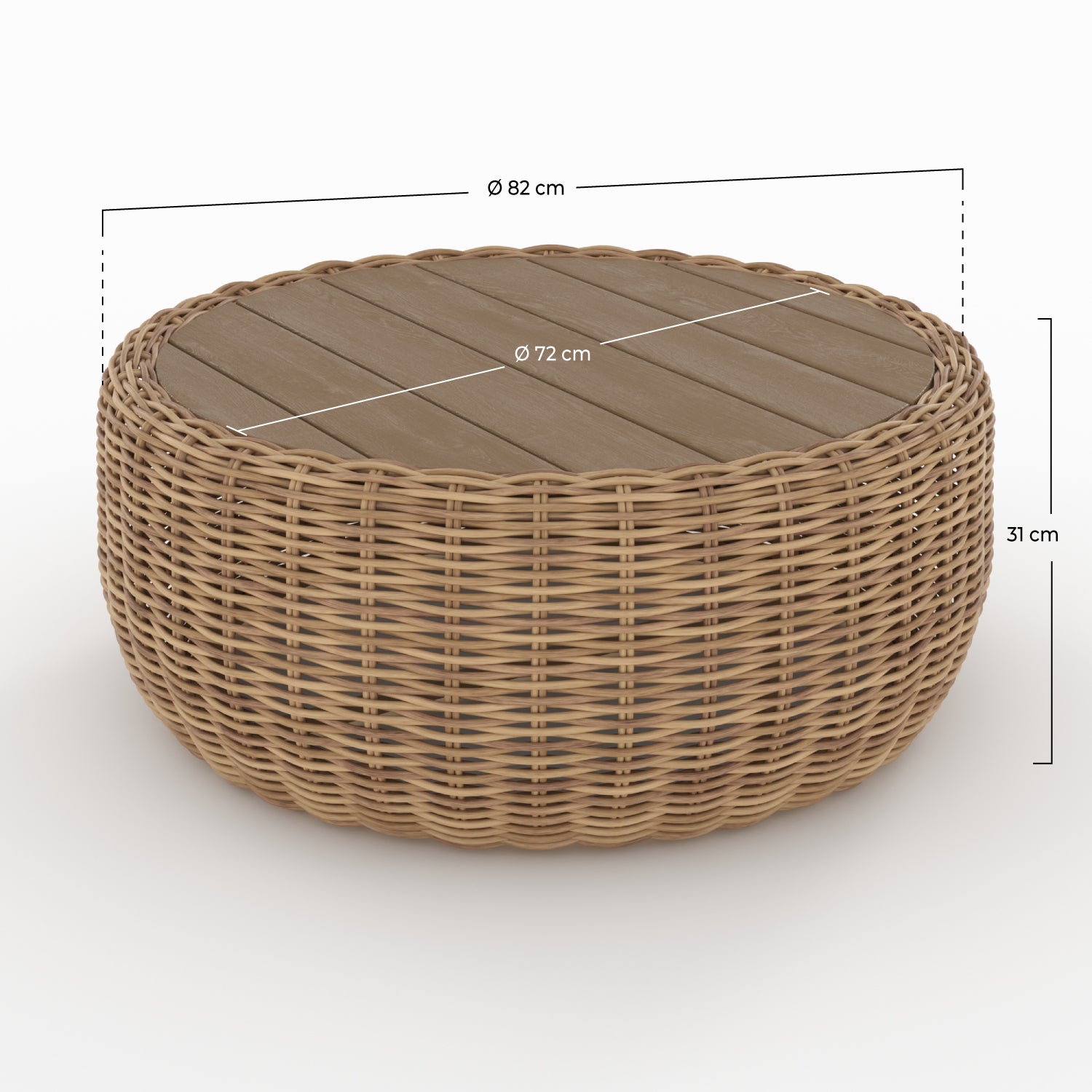 table basse de jardin en rotin synthetique et bois exterieur sky rdv deco