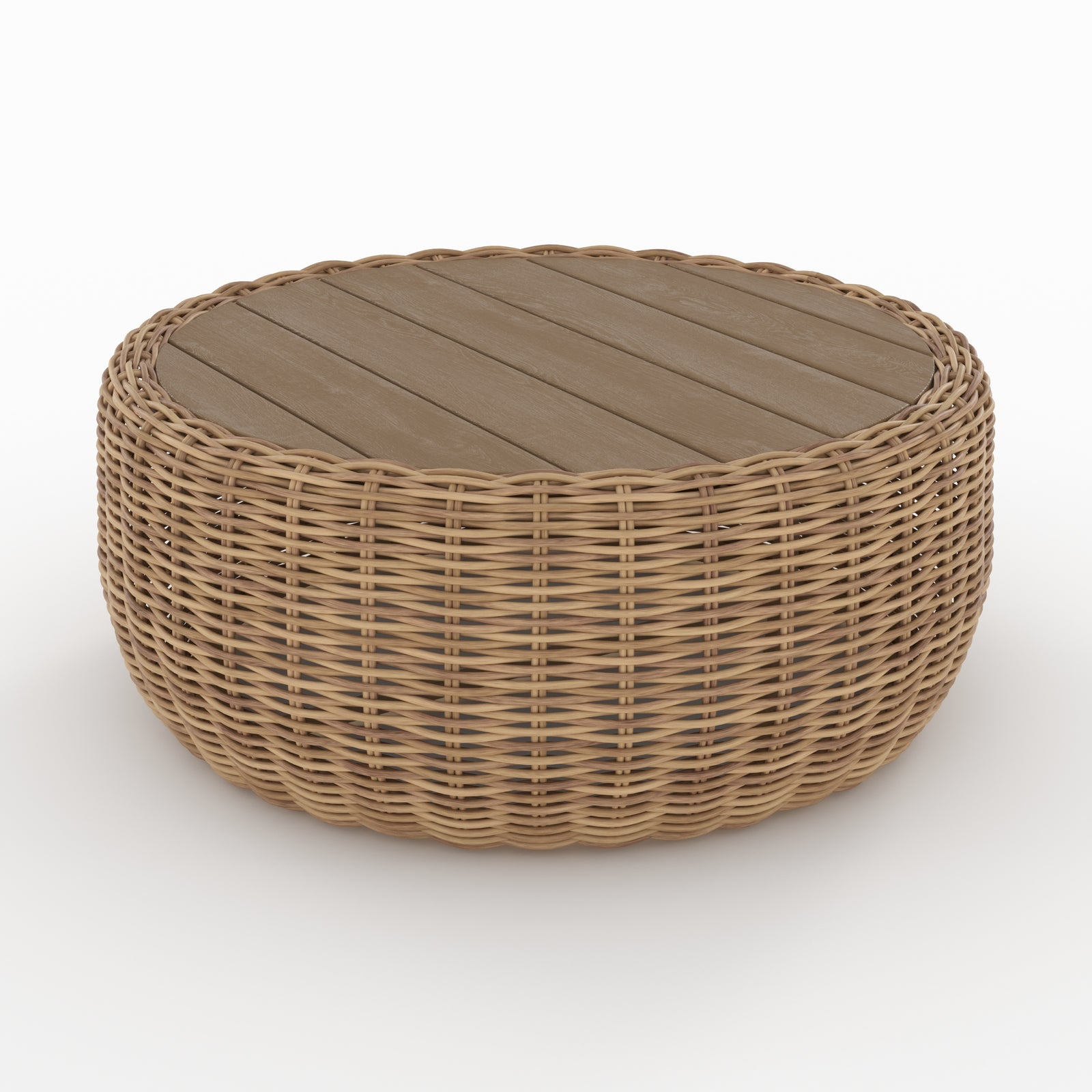 table basse de jardin en rotin synthetique et bois