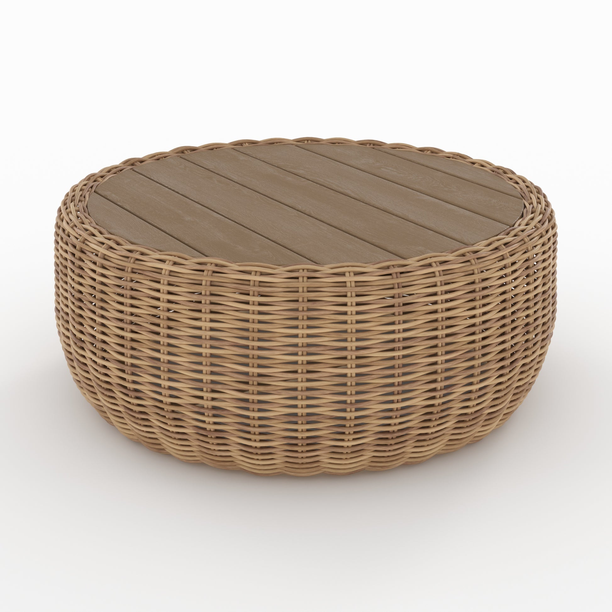 table basse de jardin en rotin synthetique et bois