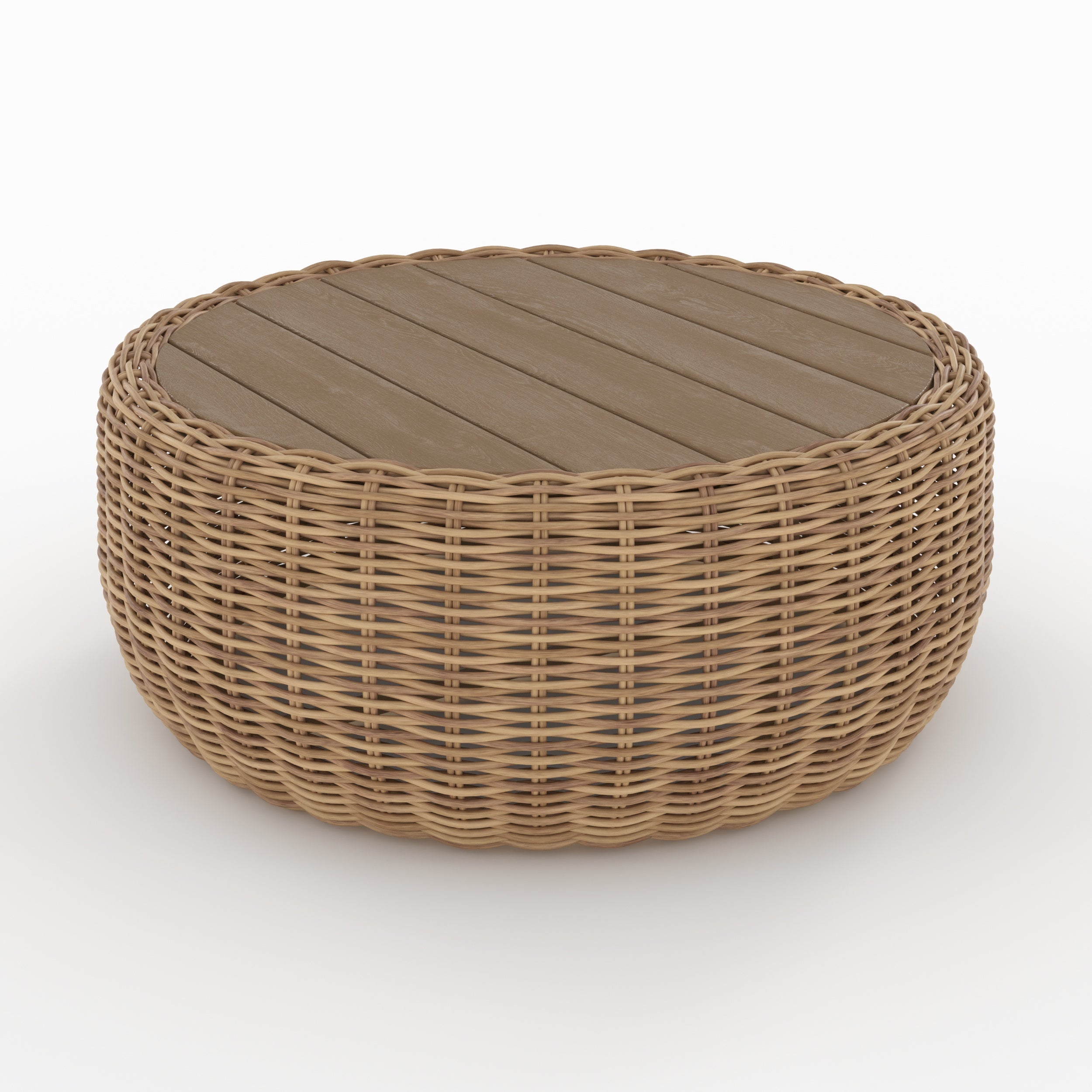 table basse de jardin en rotin synthetique et bois