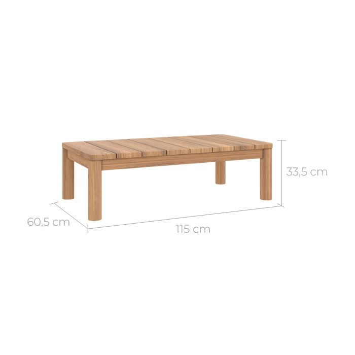 table basse de jardin rectangulaire en bois de teck massif bakole